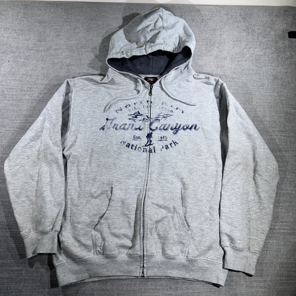 Prairie‎ Mountain Grand Canyon Hoodie Mens XXL Gray Good Zip Up Graphic